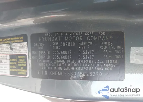 2007 Hyundai Entourage Gls/Limited/Se from USA, damaged, VIN KNDMC233076028270